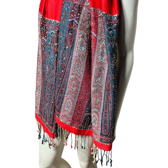 Elegant Lightweight Soft Pashmina-Style Shawl Wrap Scarf with Sequins Ultra-Soft - Picture 4 of 16